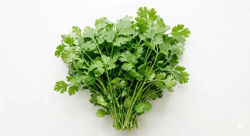 A fresh bunch of coriander, the key ingredient in homemade coriander pesto