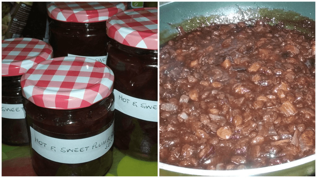 Hot and sweet spiced plum chutney in a jar — a curry table staple from The Flexible Chef