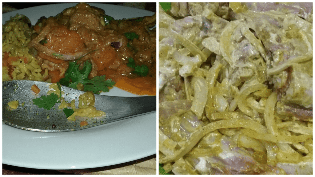 Jamaican goat curry served on rice with coriander, and raw goat in yoghurt and spice marinade – Jamaican goat curry – The Flexible Chef