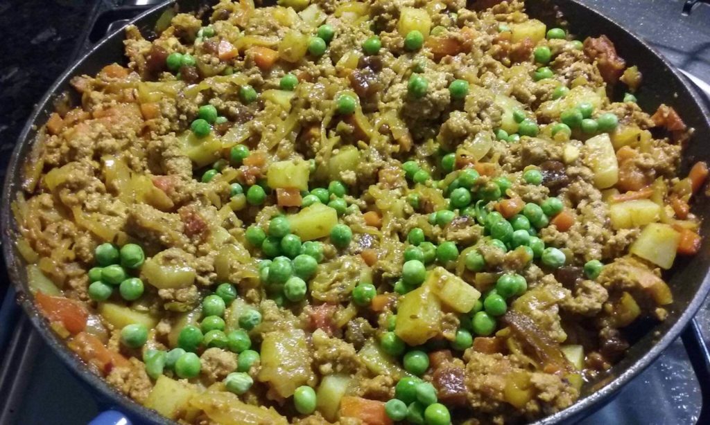 Keema Peas, carrots and potatoes