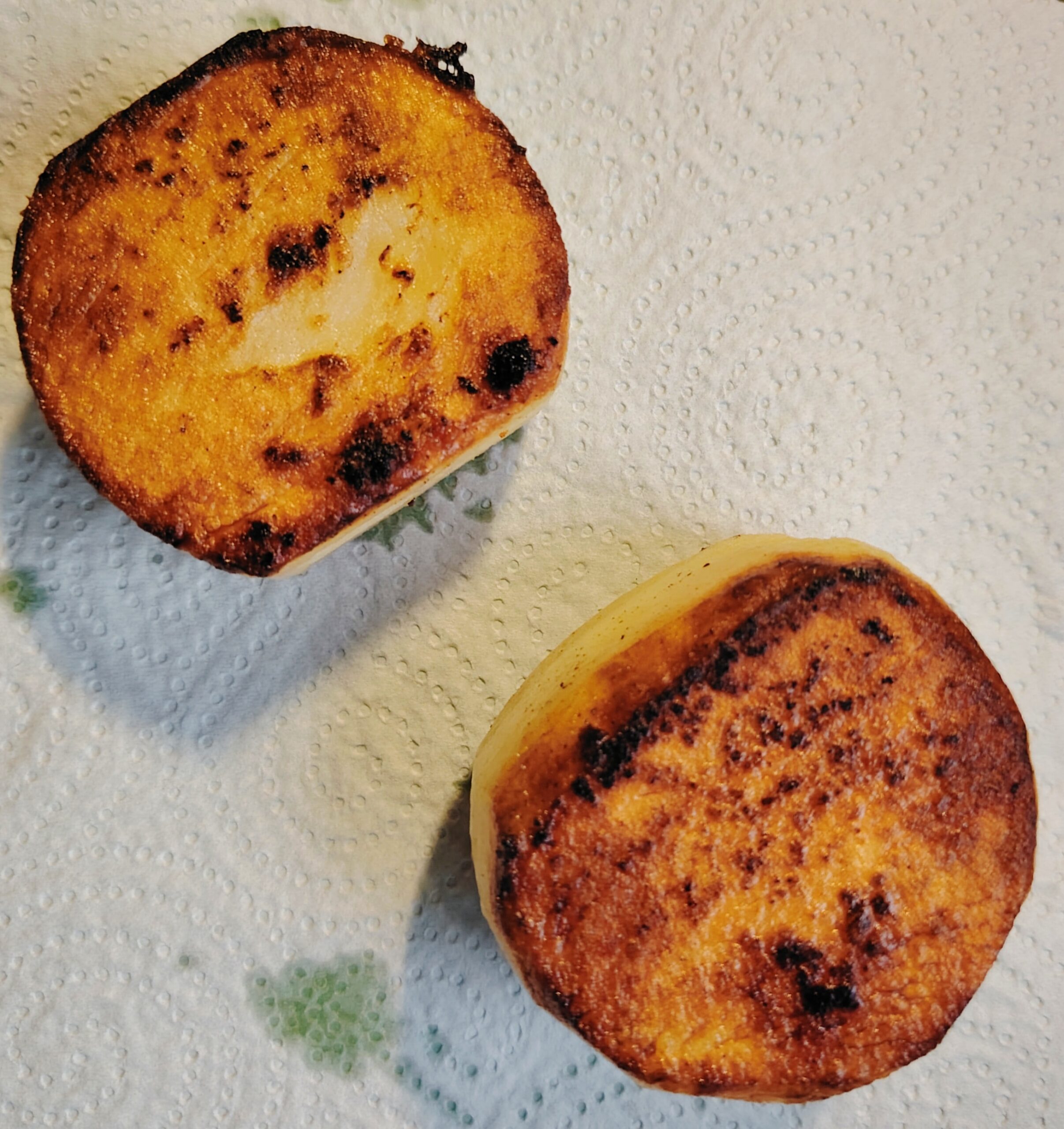 Fondant Potatoes after cooking 5 minutes each side