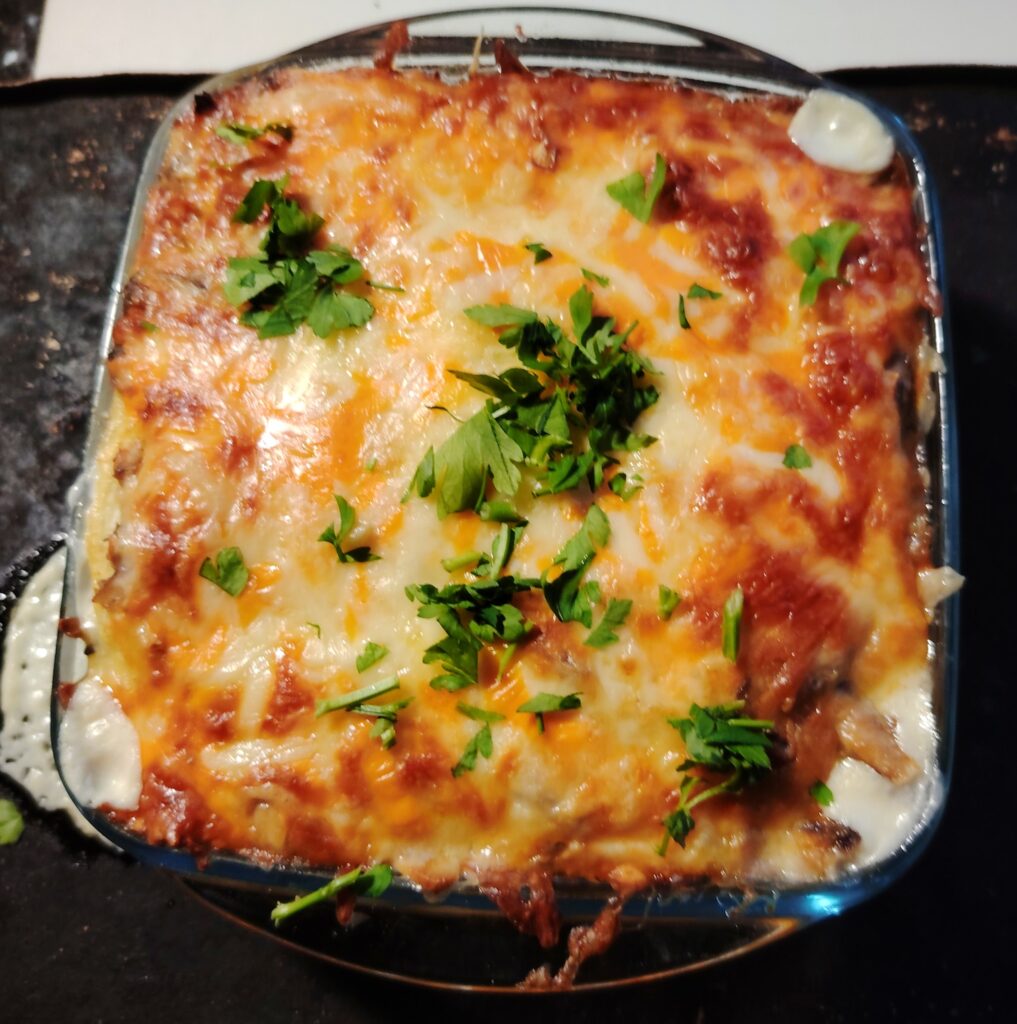 Tinned mackerel and potato bake, a simple and satisfying supper from the storecupboard at Casa Adora.