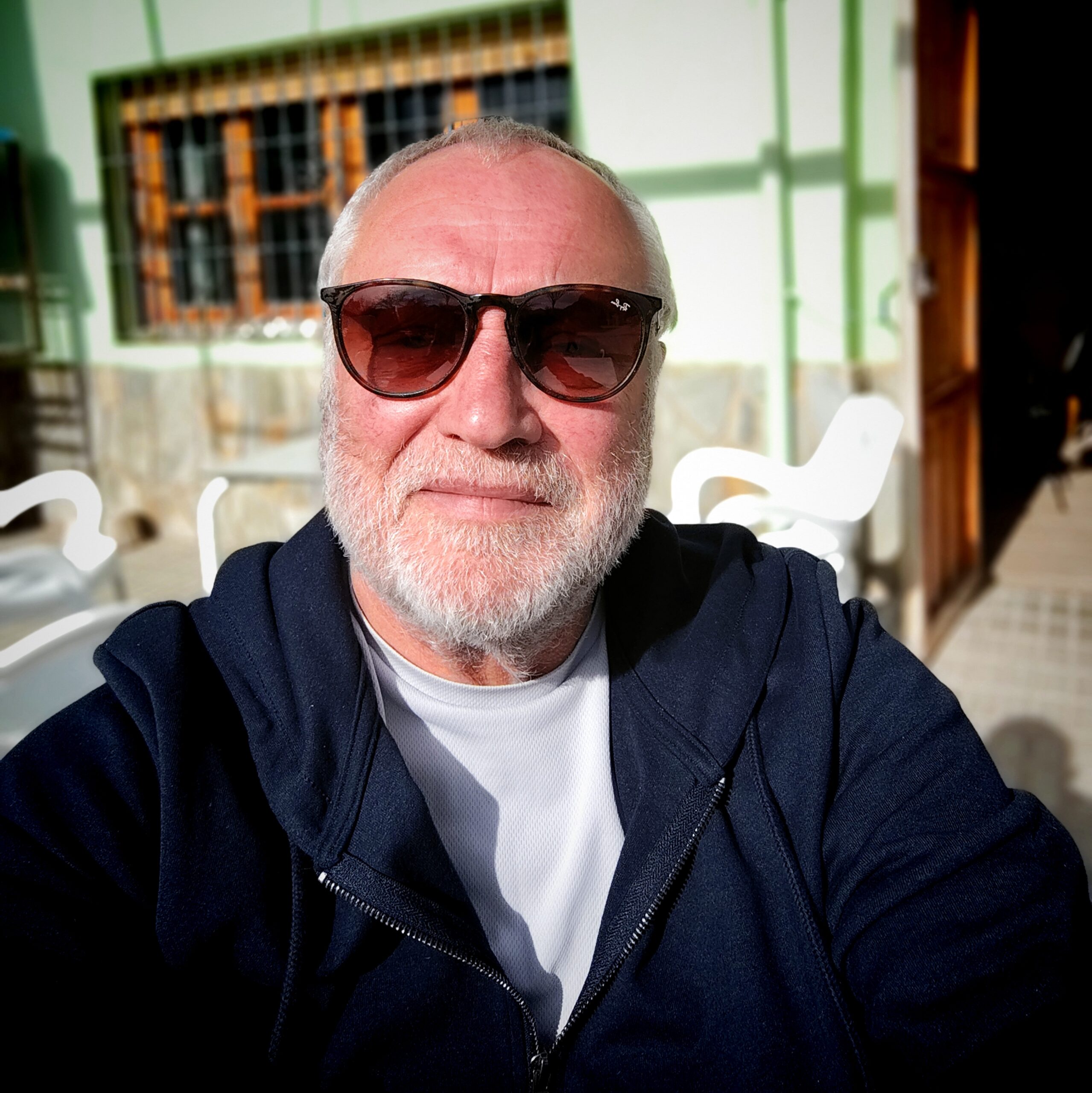 Me enjoying a coffee in the sunshine