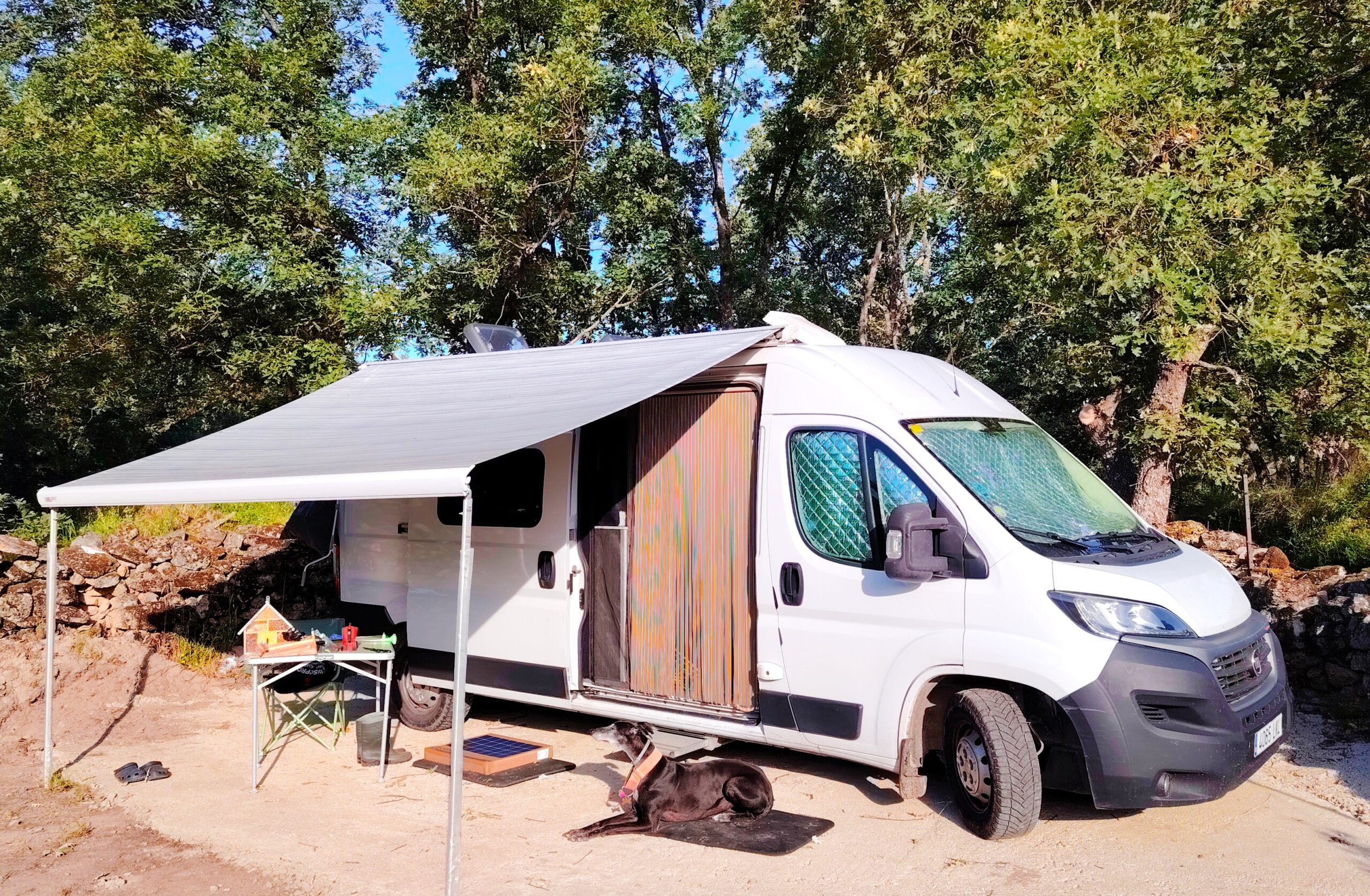 Camper van parked up for off grid living Sierra de Gata