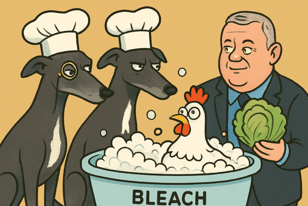 Issy and Poppy investigate Reform UK’s chlorinated chicken debate, poking fun at Lee Anderson’s salad comparison.