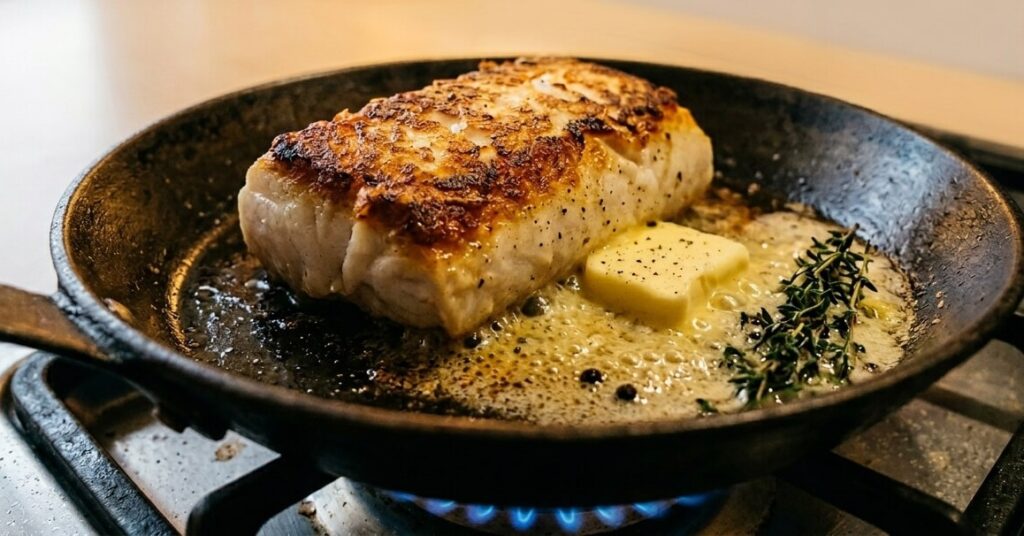 Pan-frying fresh fish as part of the 28 recipes in the Inland Seafood Hub.