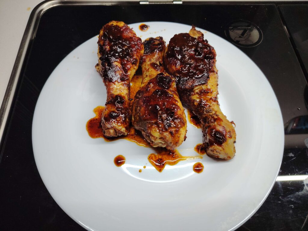 RidgeMonkey BBQ chicken drumsticks on a gas hob — easy chicken dinner ideas — The Flexible Chef