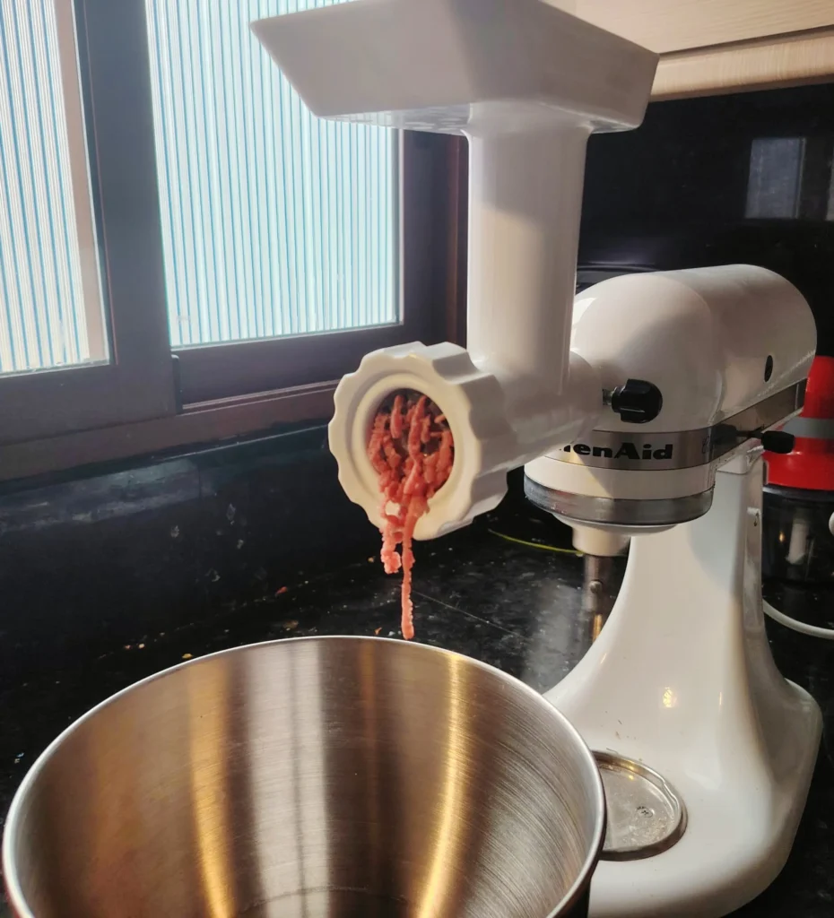 Home-minced beef through a KitchenAid attachment for papas rellenas filling – papas rellenas – The Flexible Chef