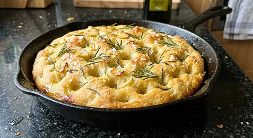 Cast iron focaccia with rosemary, garlic and Maldon salt – The Flexible Chef
